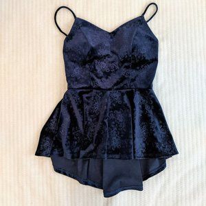 Corset Style Blue Velvet Top - Size XS